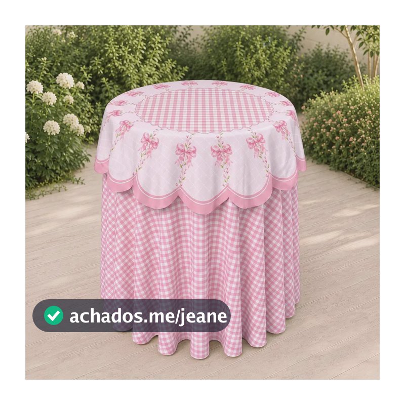 Toalha Cilindro Com Sobreposição Decoração De Festa 50x80 Laço Rosa Tcs-007