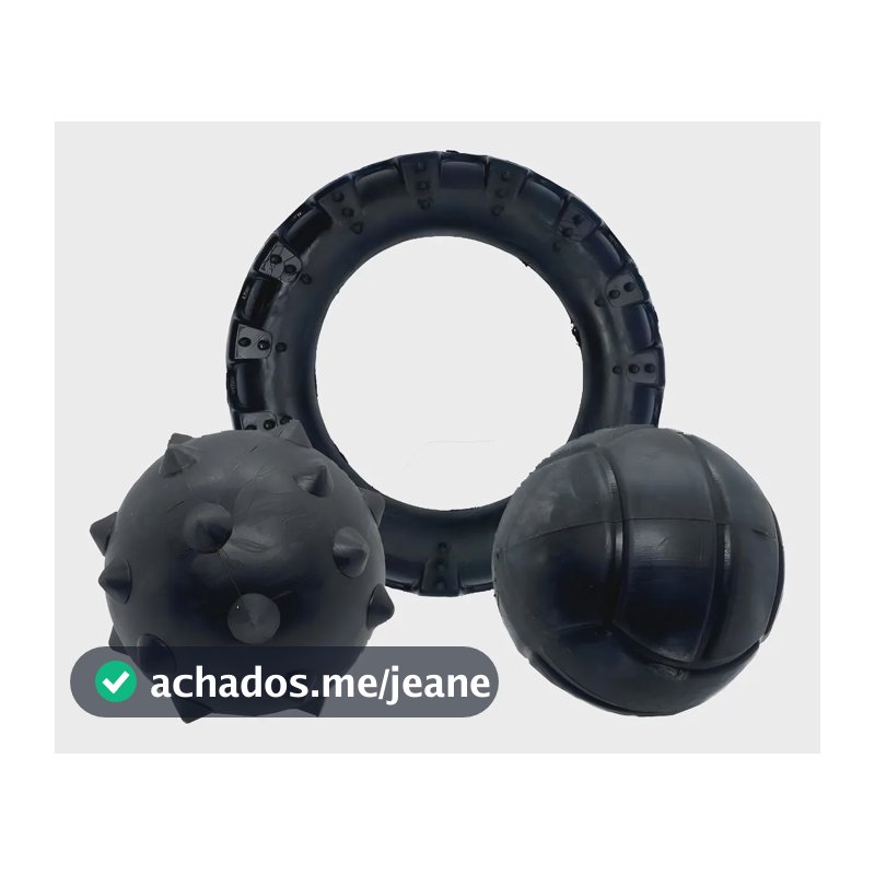 Kit Brinquedos Pet 2D Argola Borracha Cães de médio e grande porte 3 Peças