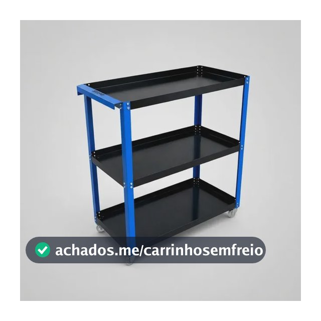 Carrinho De Ferramentas Aberto Forte P/ Mecânico Organizador Preto E Azul