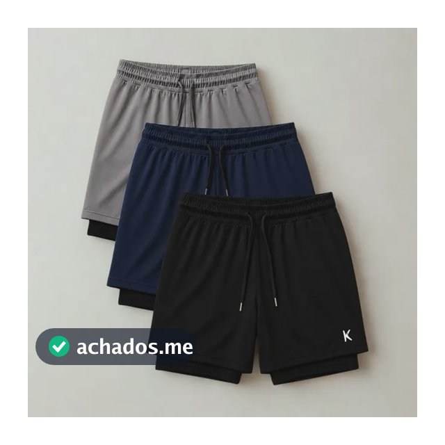 Kit 3 Shorts 2 Em 1 Masculino De Compressão Corrida Academia