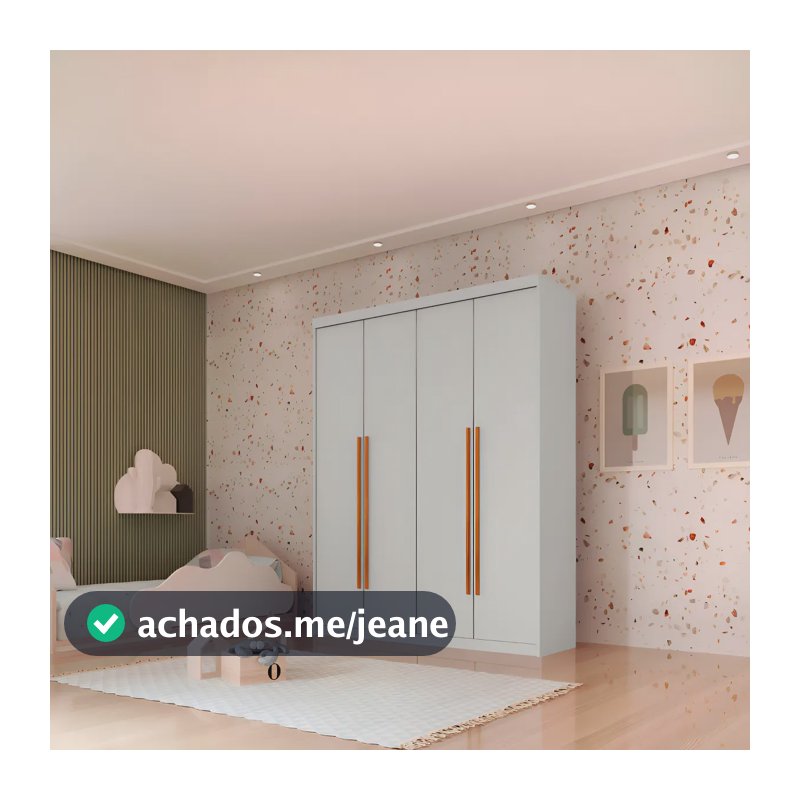 Guarda Roupa Sonho 4 Portas 2 Gavetas Moderna Mobília Cor Branco/Naturalle