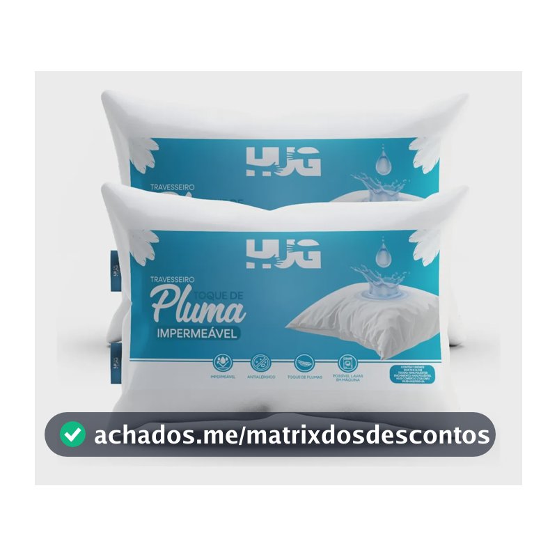 Kit 2 Travesseiros Impermeável Toque Pluma Hug Antialergico Branco