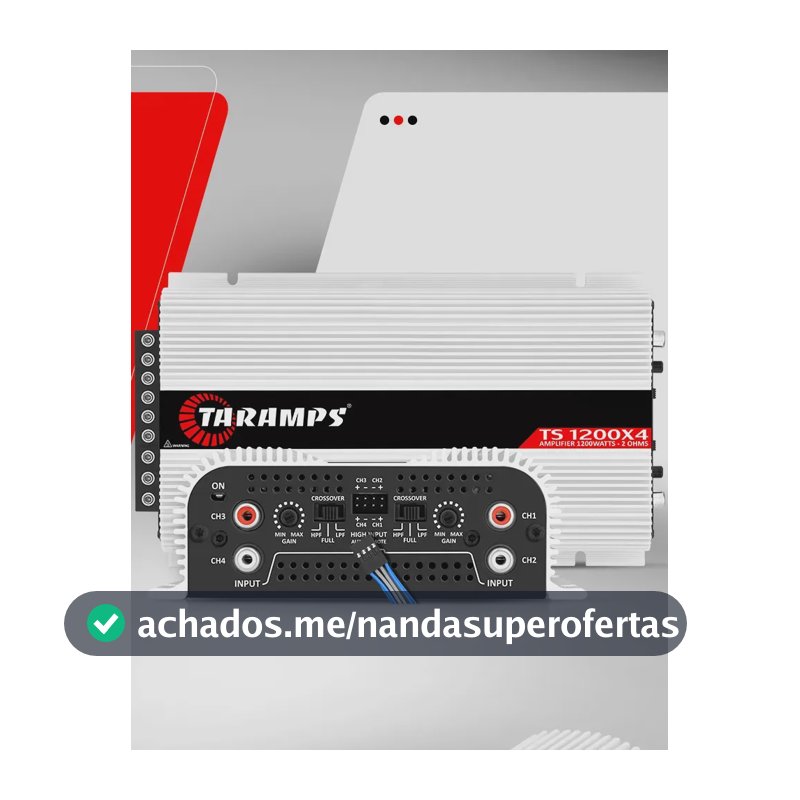 Amplificador Taramps TS 1200X4 1200W de Potência 4 Canais Estéreo para Som Automotivo