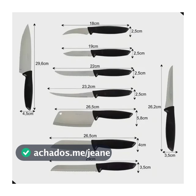 Jogo De Facas Faqueiro 9 Peças Plenus Aço Inox Tramontina