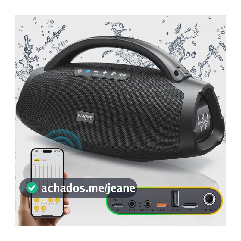Caixa de Som Portátil W-King X20 Profissional Bluetooth 200W RMS