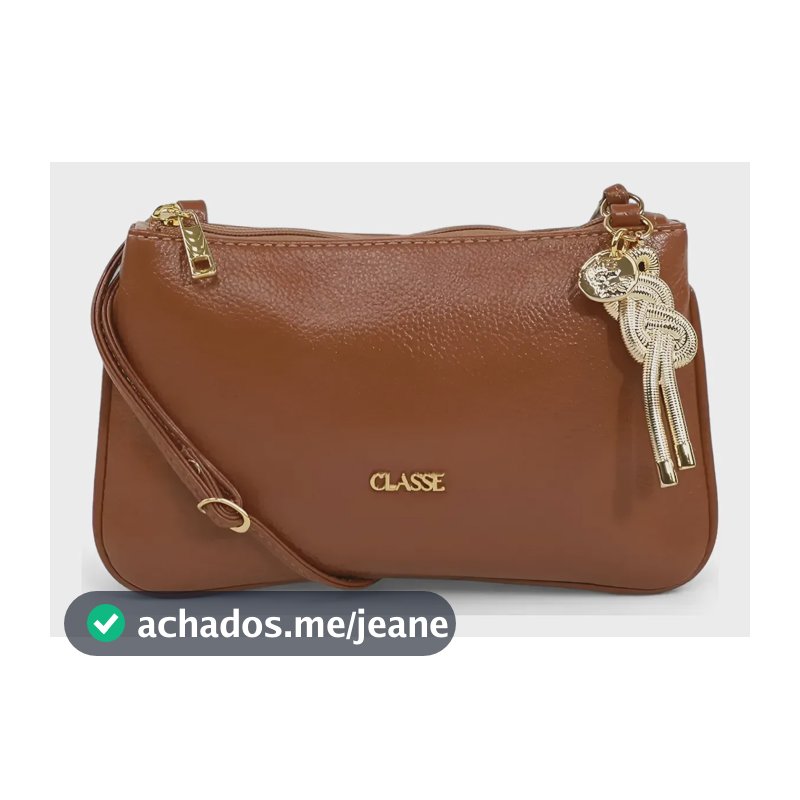 Bolsa Transversal Classe em Couro Nocciola Para Mulheres Com Alça Regulável