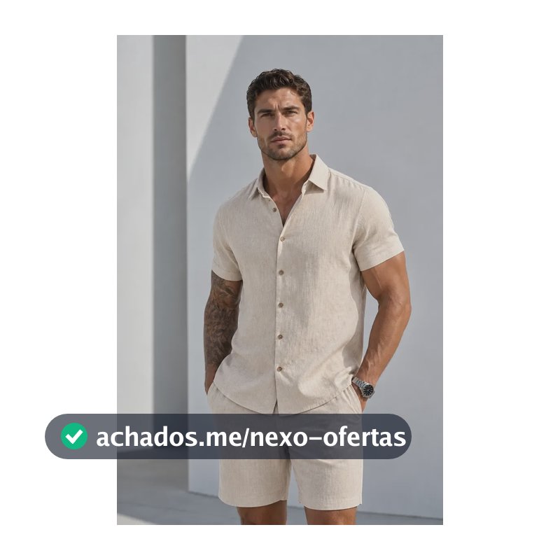 Camisa Manga Curta Viscose Old Money Confortavel Bege Liso M