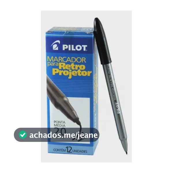 Marcador Permanente para Retroprojetor Pilot 2mm Preto - 12 unidades