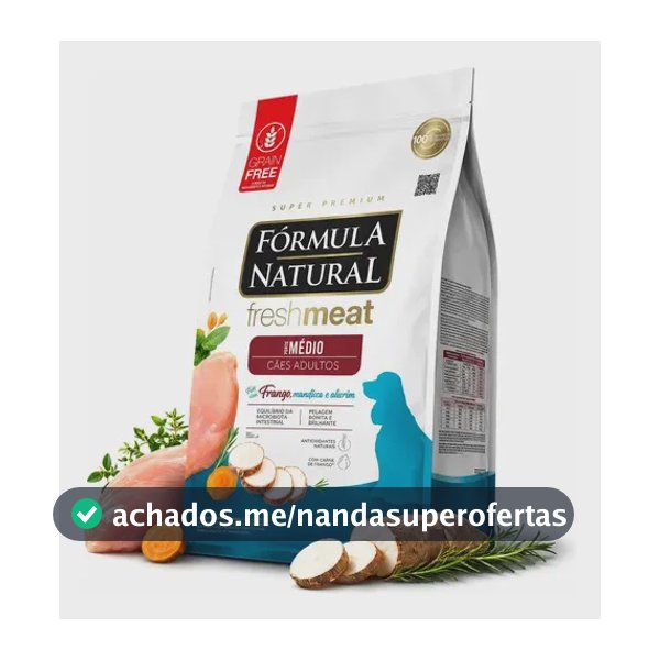 Ração Fórmula Natural Fresh Meat Cães Raças Médias Adultos Frango 12kg