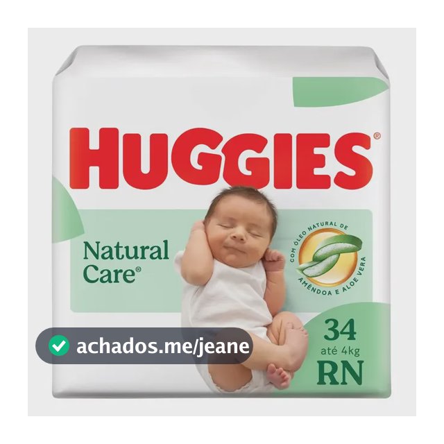 Huggies Fralda Descartável Premium Natural Care RN 34 Unidades