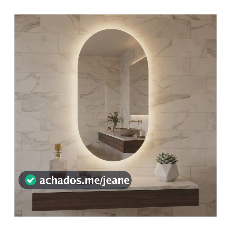 Espelho Led Decorativo Oval Premium 60x40 + Fonte + Suporte Quente