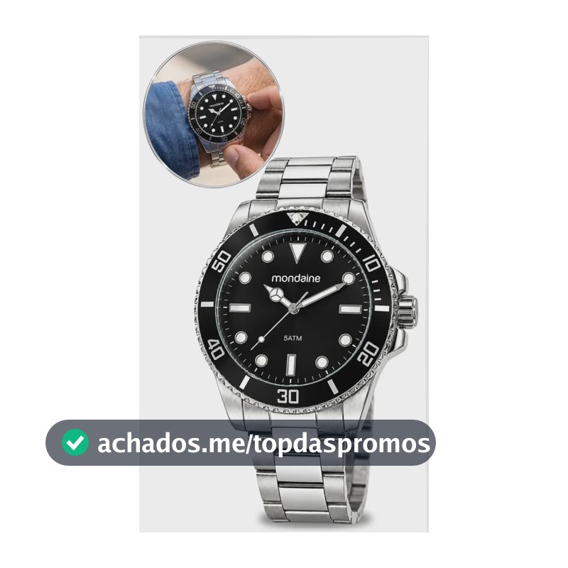 Relógio Prata Masculino Mondiane 32549g0mvne1 Cor da correia Prateado Cor do fundo Preto