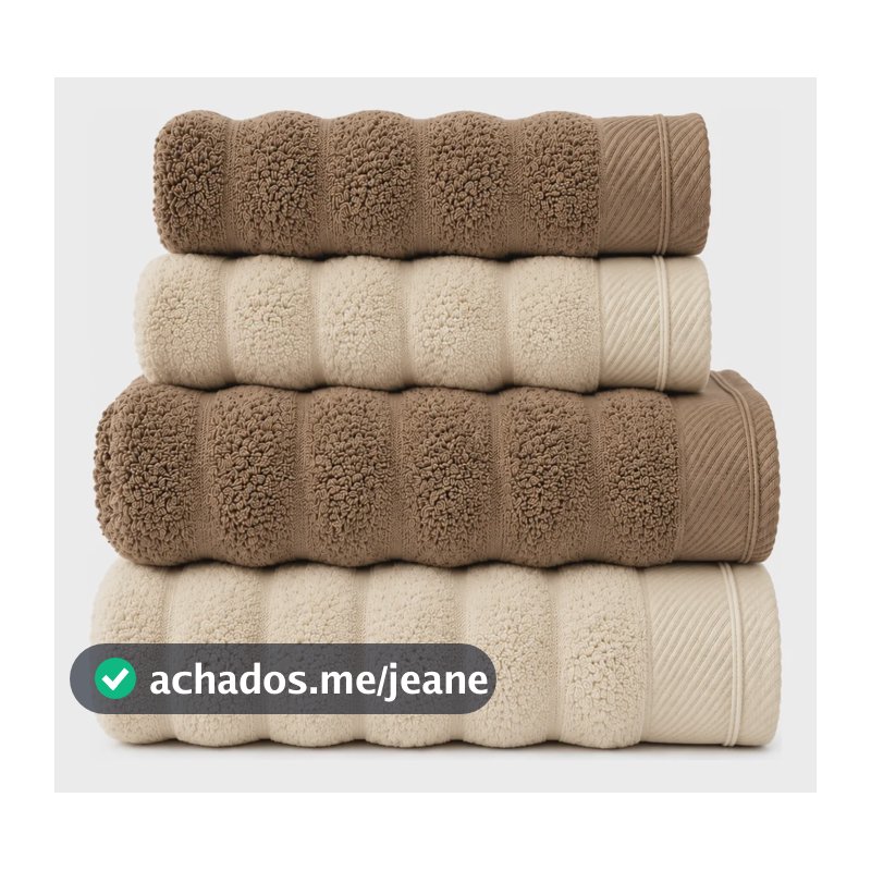 Jogo Toalha Banho E Rosto 4pçs 100% Algodão 520g Atlântica Natural / Mocha