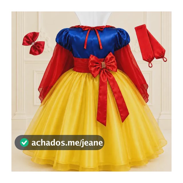 Vestido Fantasia Branca De Neve Infantil Com Capa E Tiara