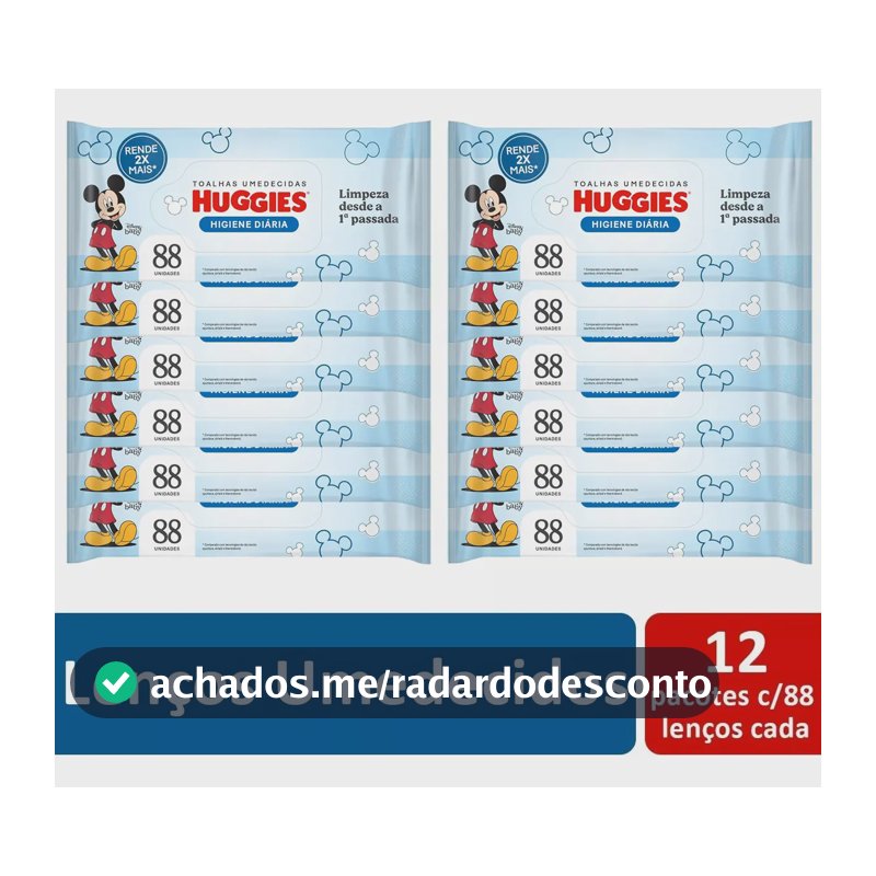 Caixa C/12 Lenços Umedecidos Huggies Tripla Proteção Higiene Diária Atacado