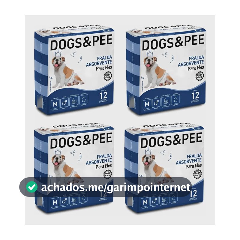 Fralda Descartável Higiênica Pet Cães Dogs Care Macho 48un M Branco M