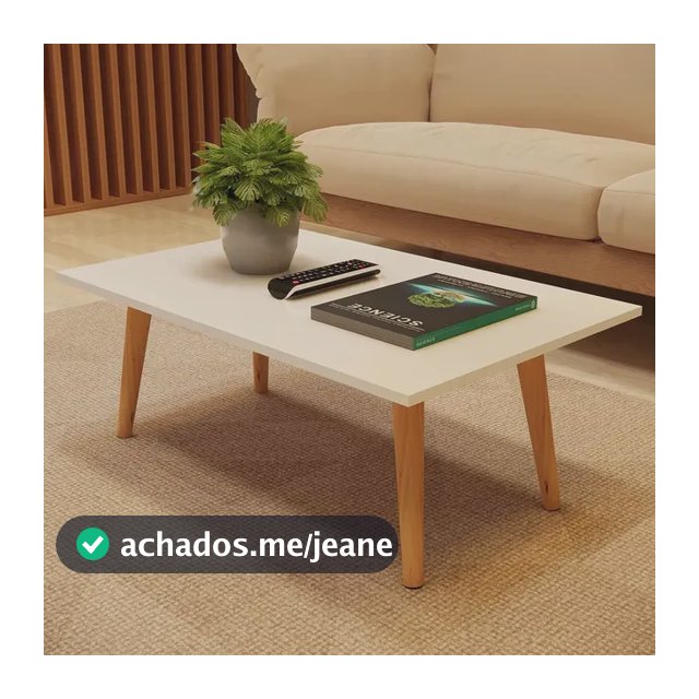 Mesa De Centro Retangular Grande Off White Sala De Estar Mesa Centro Moderna 65x45 Com Pés De Madeira Maciça