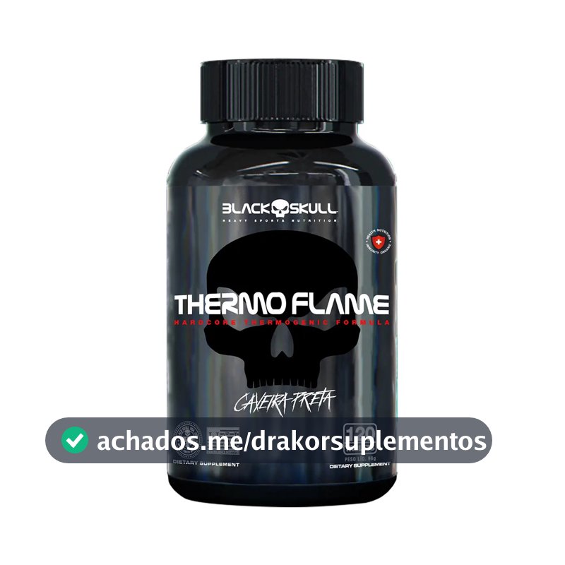 Cafeína Black Skull Caveira Preta Thermoflame em tabletes Sem sabor de 120 un