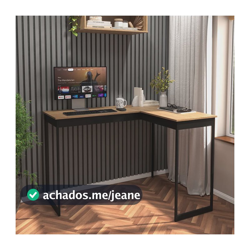 Escrivaninha em L Industrial Pier Mesa de Canto Home Office
