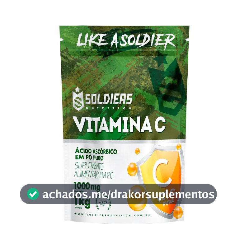 Vitamina C Em Pó Ácido Ascóbico 1Kg 100% Puro Soldiers Nutrition Bem-Estar Energia