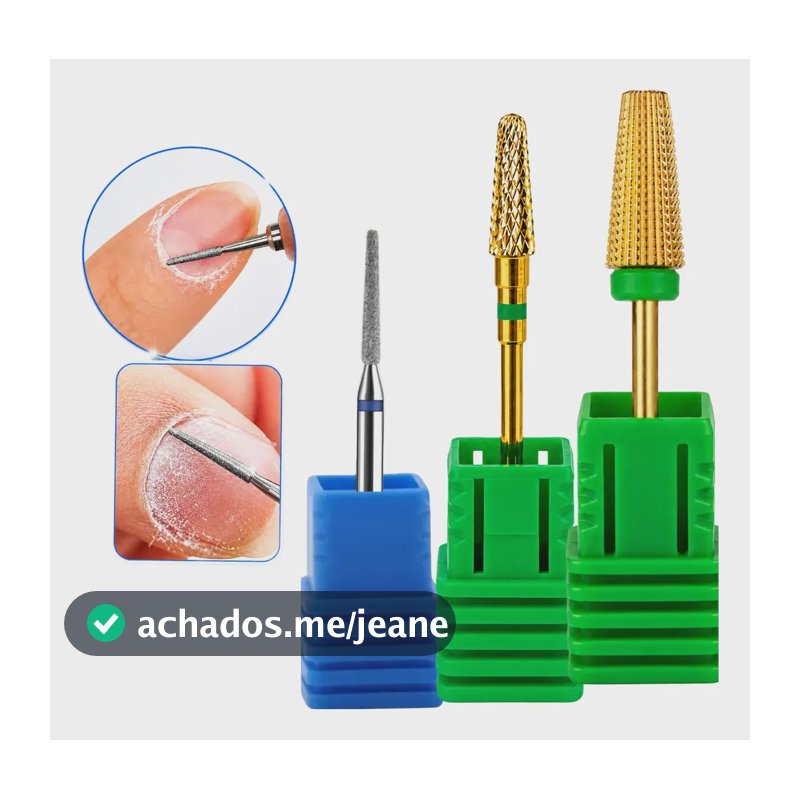 Brocas Tungstênio Lixa 718 Nivelar Unha Gel Acabamento Kit 3 Verde Lixa Para Unhas De Gel