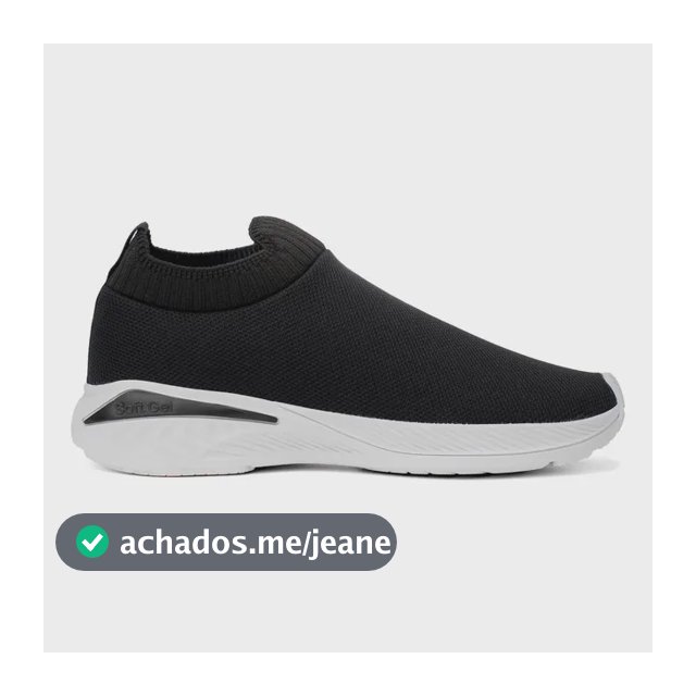 Tênis Masculino Meia Sem Cadarço Preto Leve Calce Fácil Slip