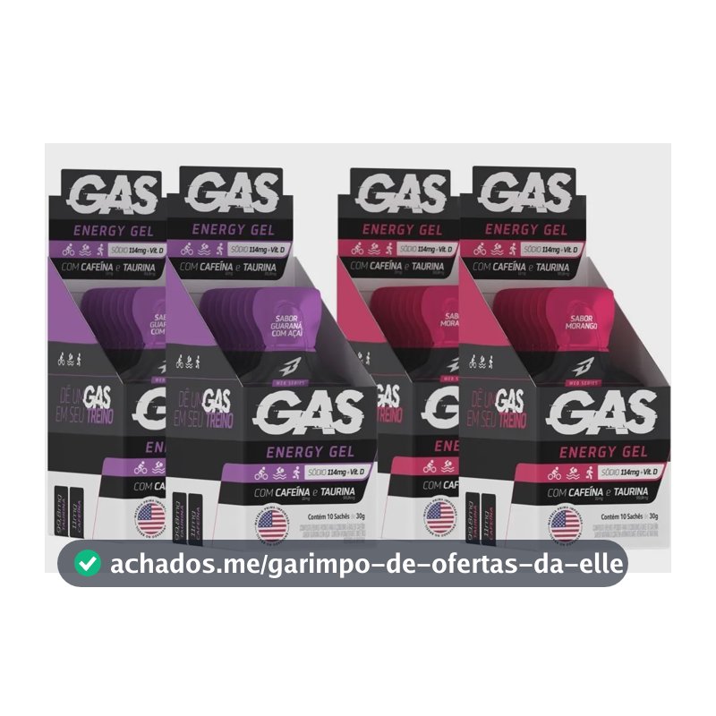 Kit 4x Caixas Gas Gel Energético 40 Sachês Bodyaction Sabor Morango/guarana Com Açai