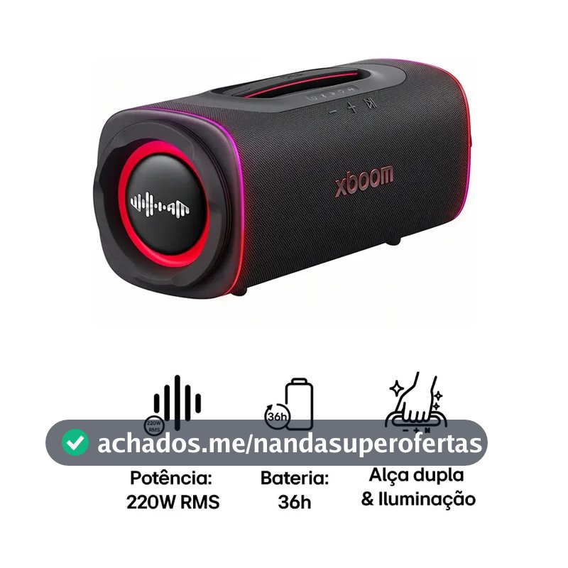 Caixa de Som LG Boombox Speaker XBOOM Blast 220W Bluetooth, Bateria 36h e IP68