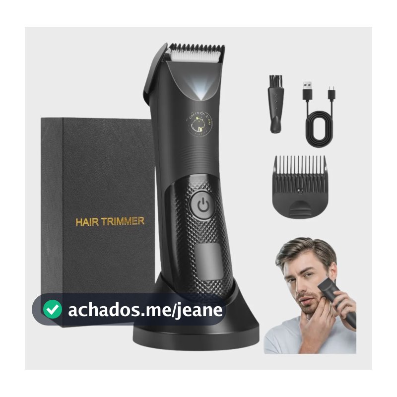 Aparador Pelo Barba Elétrico Anti Corte Prova D´agua C/ Led Preto 110v