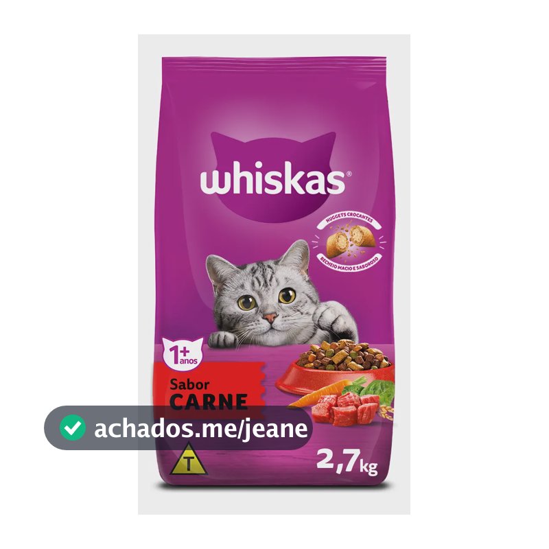 Ração Whiskas Carne Gatos Adultos 2,7 kg