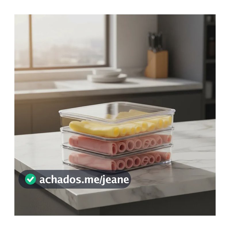 Porta Frios Triplo Triplex Luxo 3 Andares 3 Compartimentos Organizador de Geladeira Transparente