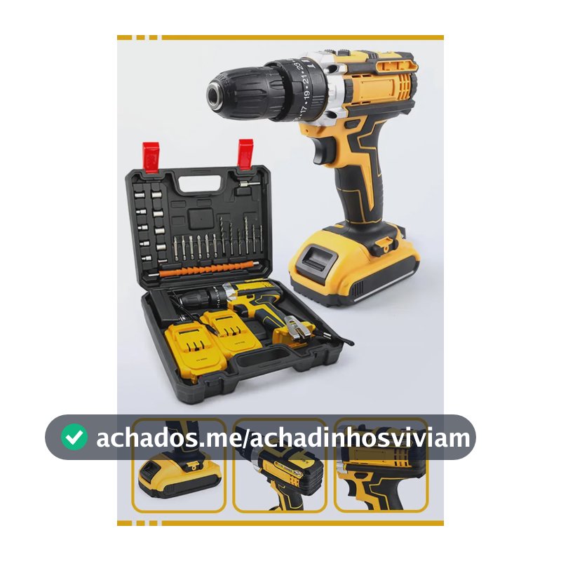 Parafusadeira Impacto Com 2 Baterias e Maleta de Acessórios Mackie Sem Fio Compacta Multiuso Recarregável Multifuncional Com Luz De Led Uso Profissional E Doméstico