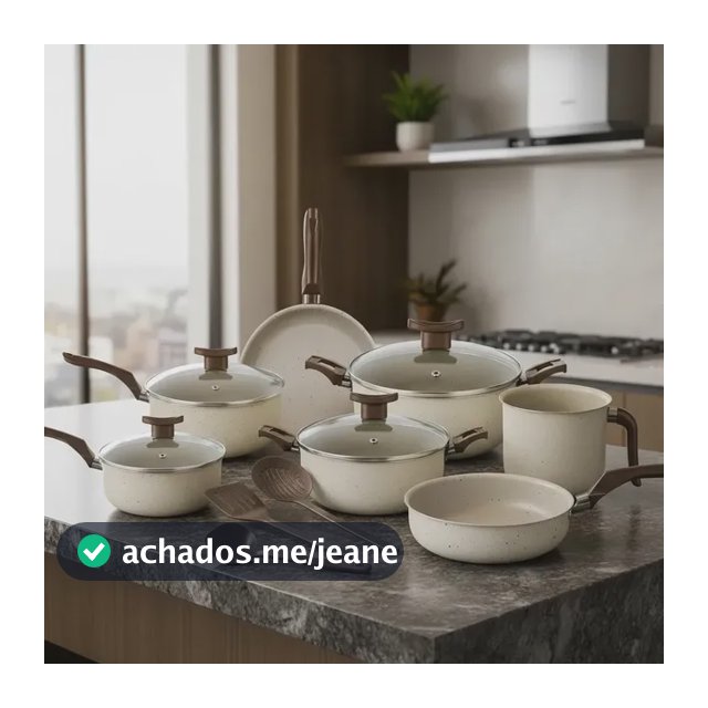 Conjunto Panelas Antiaderente 10 Peças Antiaderente Baunilha Bege