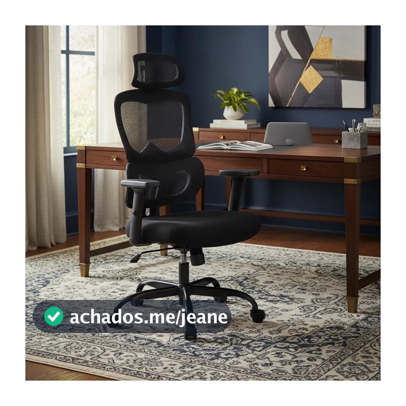 Cadeira Escritório Ergonômica Reclinável 360° Preta 100kg