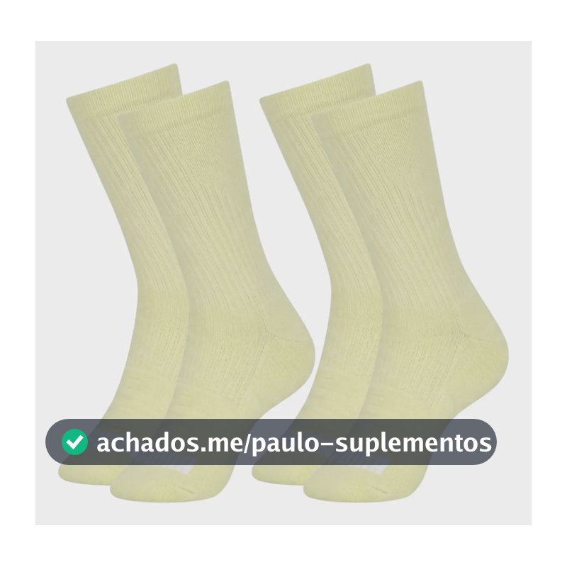 Kit 2 Pares Meia Puma Feminina Corrida Poliamida Esportiva 2 Amarelo Lima 34-39