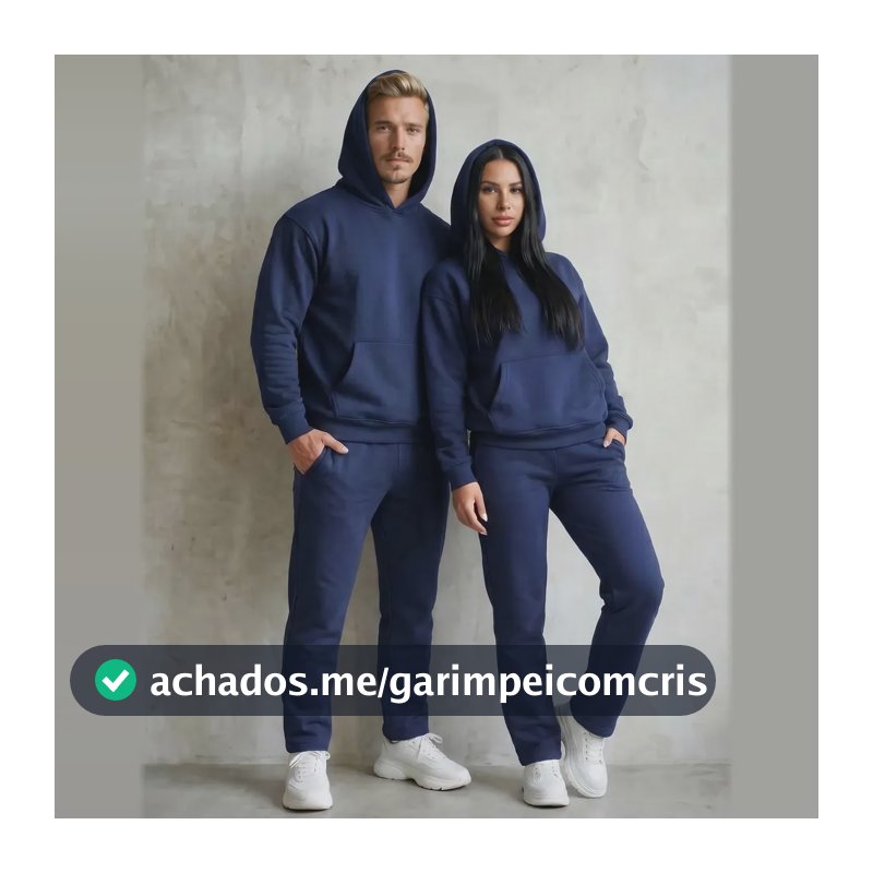 Conjunto Moletom Liso Unissex Flanelado Kit Blusa Frio Calça G Azul-marinho Liso