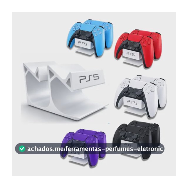 Suporte Duplo Mesa P/ 2 Controles Playstation Ps5 Dualsense Branco
