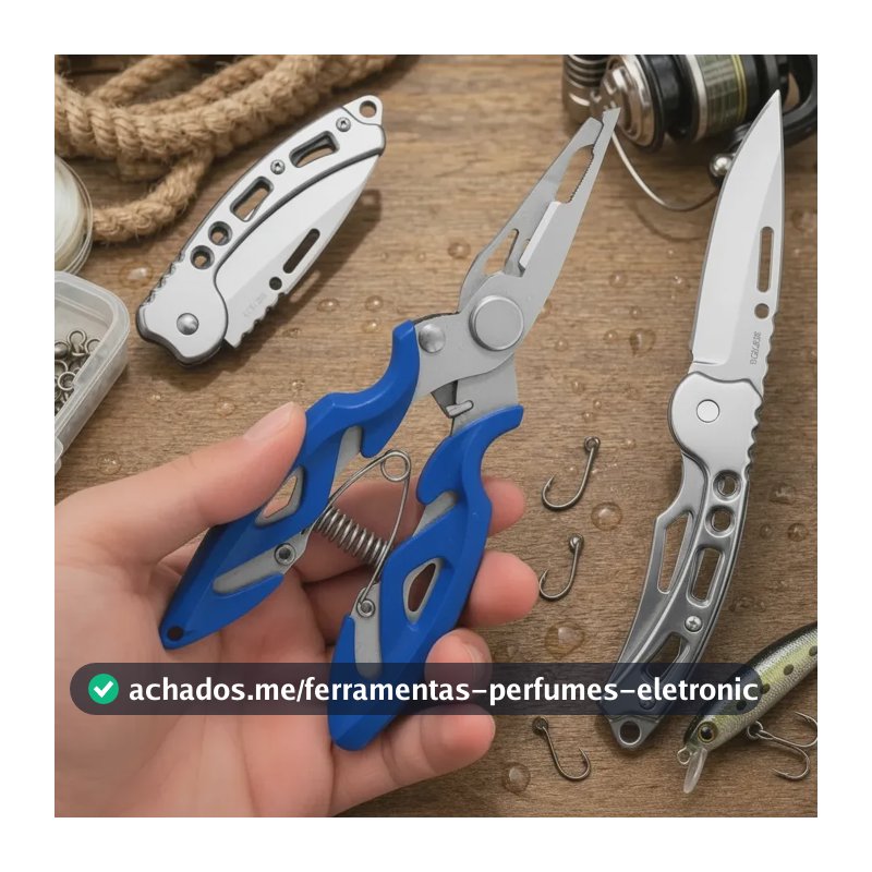 Alicate de Pesca Multifuncional em Aço Inox (12,5 cm) com Canivete