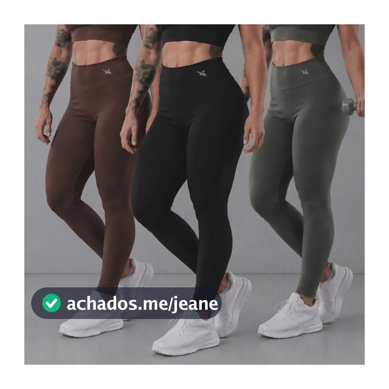 Kit 3 Calça Legging Feminina Poliamida Zero Transparência Preto-marrom-verde Liso G