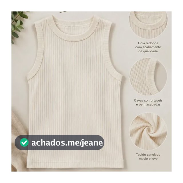 Blusa Básica Feminina Canelada Creme Bege Lisa M/ Único