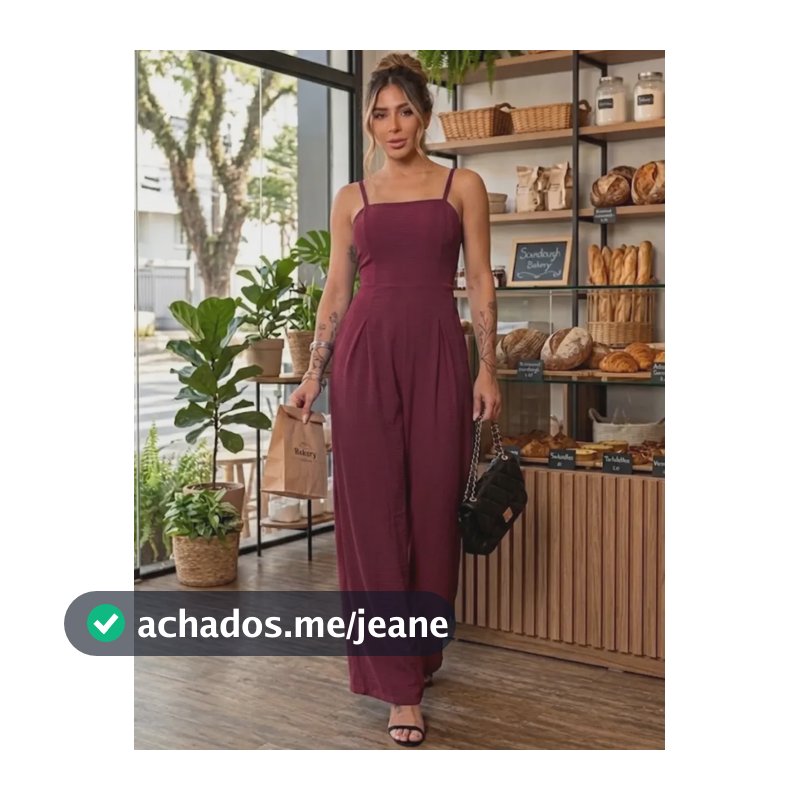 Macacão Feminino Longo Costa Fechada Elegante Vinho Liso M