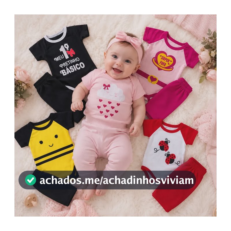 Kit Body Bebê Menina Temático Manga Curta Com Calça Roupinha Rosa Body E Calça 2 - 7 Meses