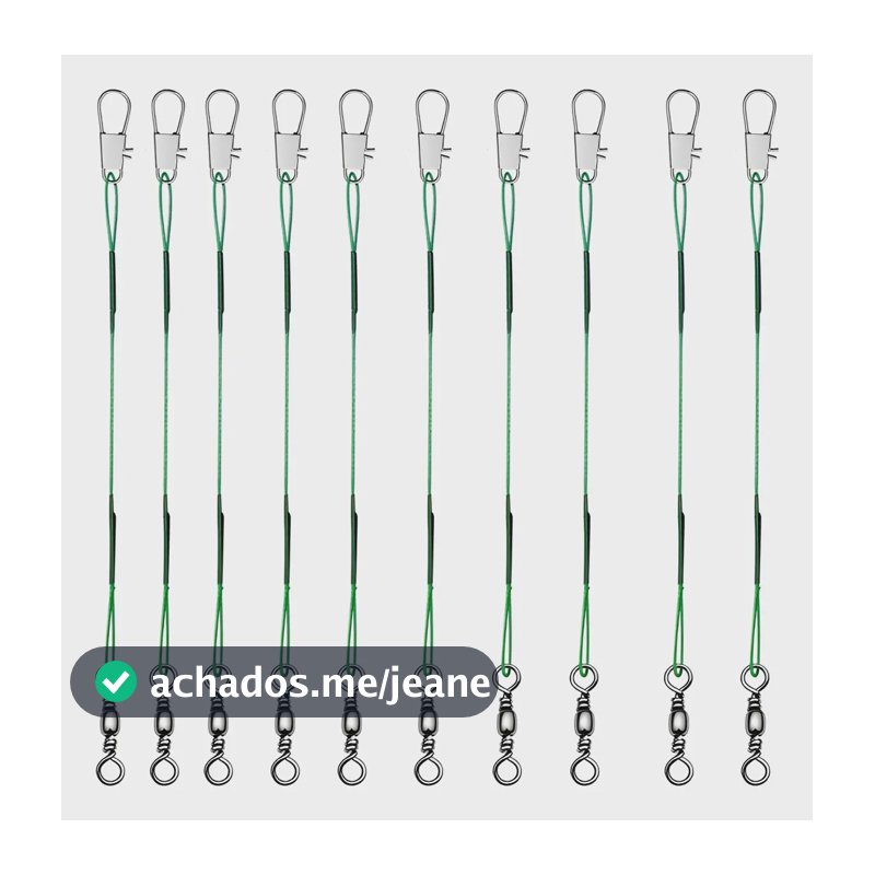 10 Pcs Cabo De Aço Encastoador Flexível Snap Girador Leader Verde 15 Cm