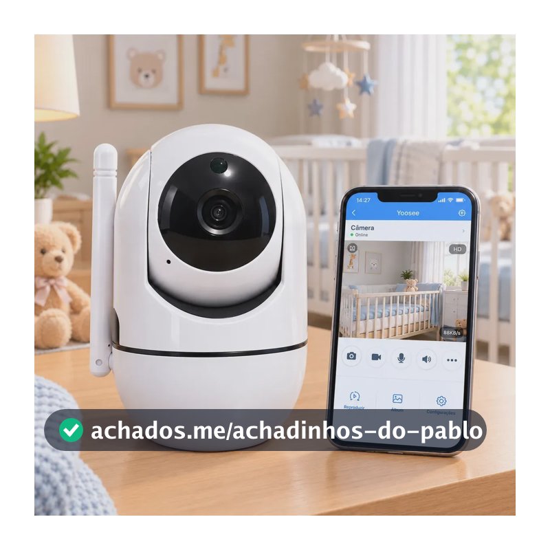 Câmera Baba Eletrônica Wifi Sem Fio Visão Noturna Audio 360 Branco