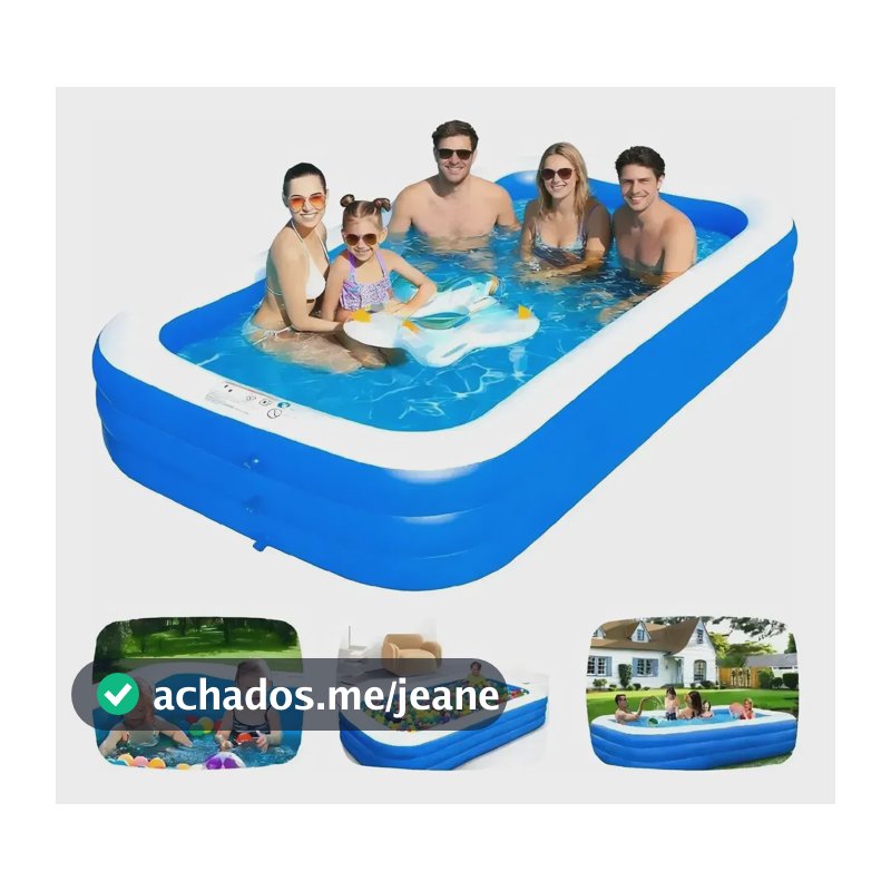Grande Piscinas Inflável Retangular Pvc Azul-celeste 3m Azul-celeste