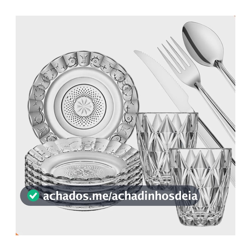 Aparelho De Jantar 30 Peças - Pratos, Copos E Talheres Transparente