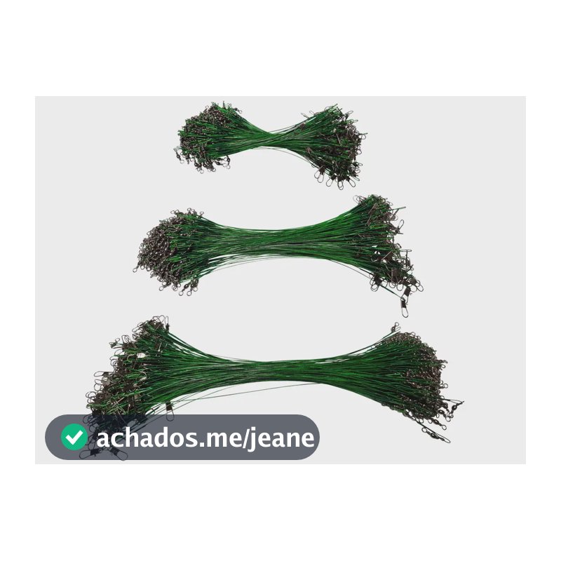 Kit 60 Chicote Pesca Cabo Aço Com Snap Encastoador Girador 60un Tralha de Ouro ( 20un C/15cm + 20un C/20cm + 20un C/24cm)