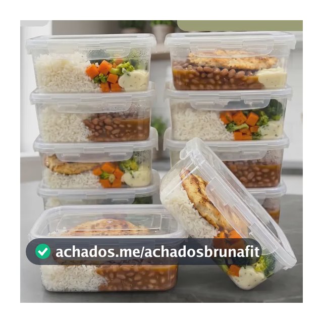 Jogo 10 Potes 800ml Marmitas Transparente 4 Travas Bpa Free