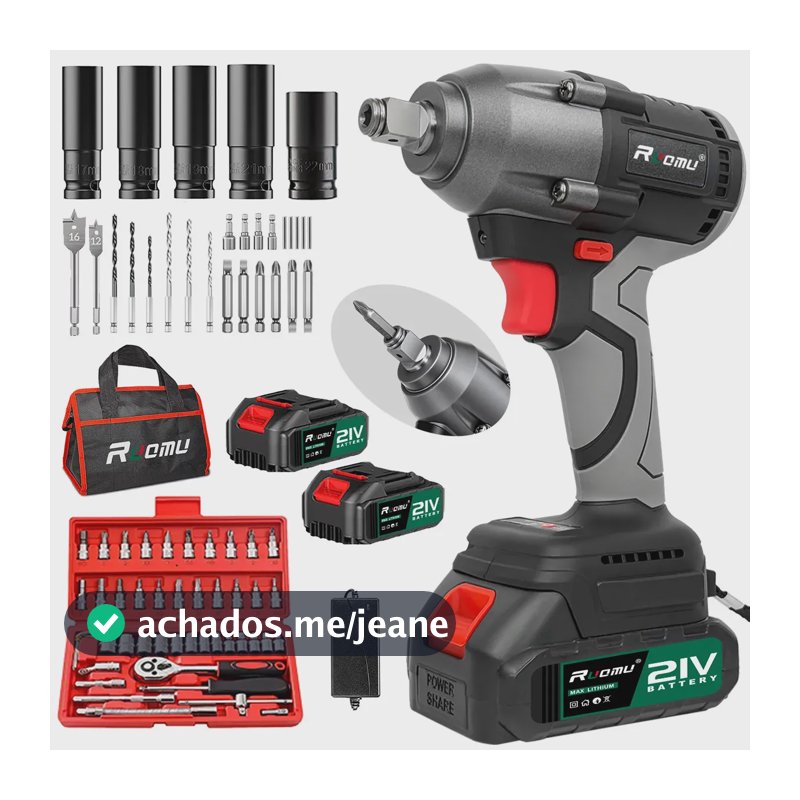 Chave De Impacto A Bateria Profissional Recarregável 21v 2.0ah Brushless Parafusadeira Furadeira Alta Potência Sem Escova 2 Baterias