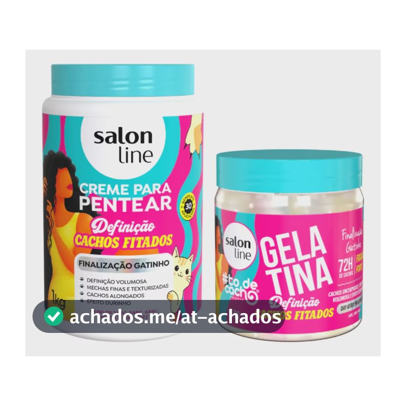 Kit Creme + Gelatina Definição Cachos Fitados Salon Line